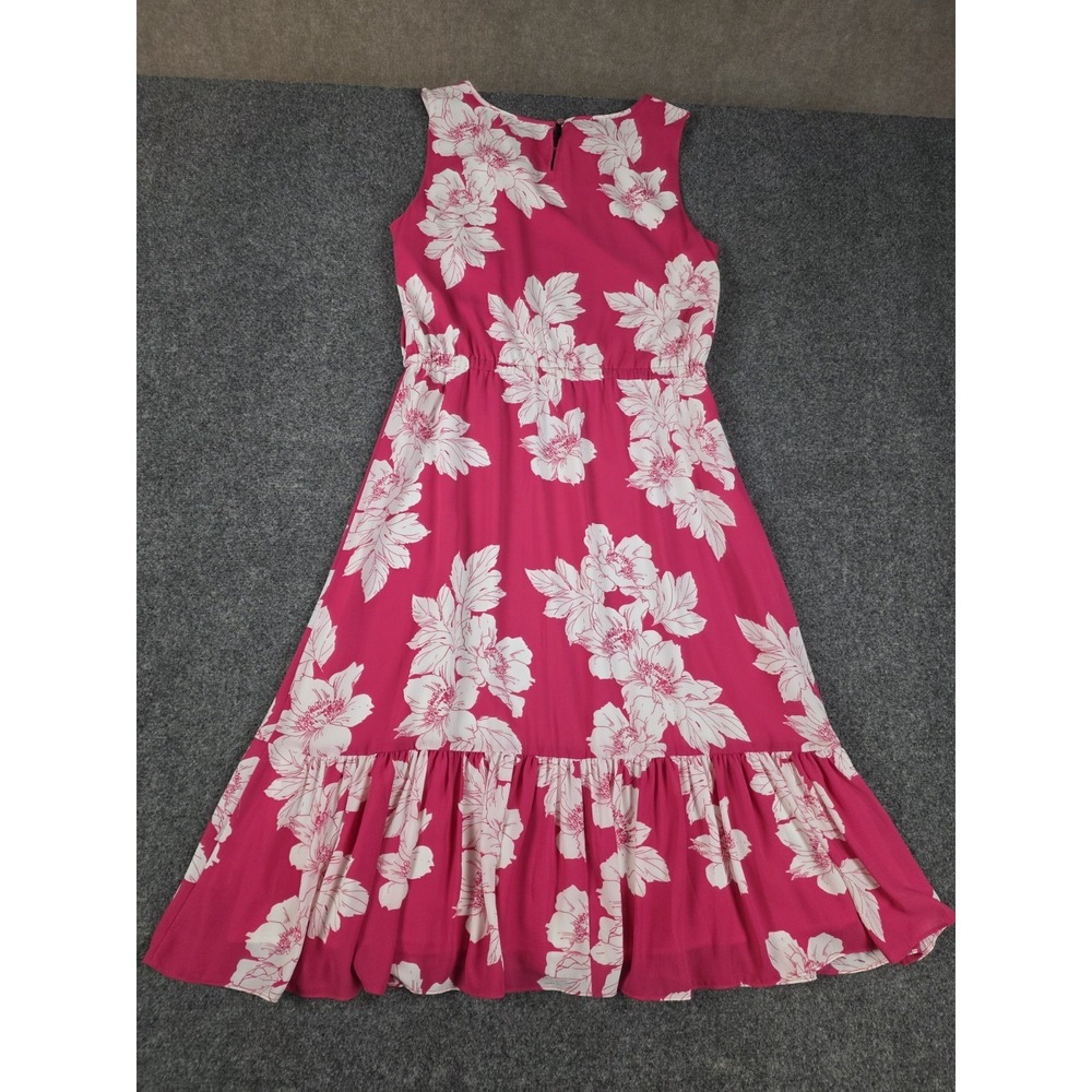 TALBOTS NWT Crepe Floral Blouson Lined Keyhole Flounce Dress Size 8 Pink - Picture 11 of 12